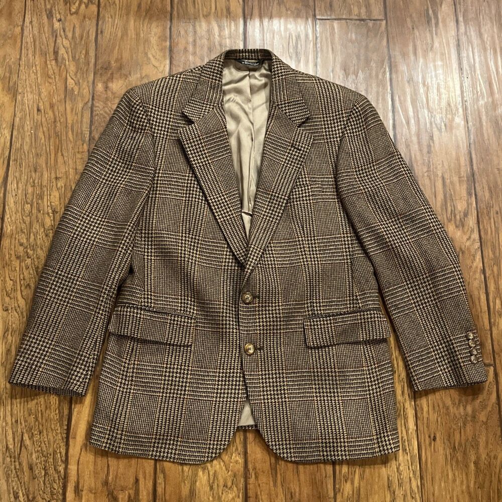 Vintage 80s Polo University Club by Ralph Lauren Houndstooth Blazer Made in USA